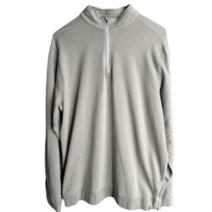 Tasc Performance Long Sleeve 1/4 Zip Shirt Lightweight Sweater Light Gray Bamboo